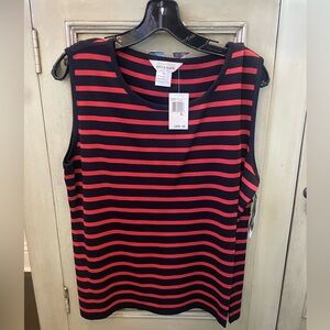 Misook Black and Red Striped Tank Top